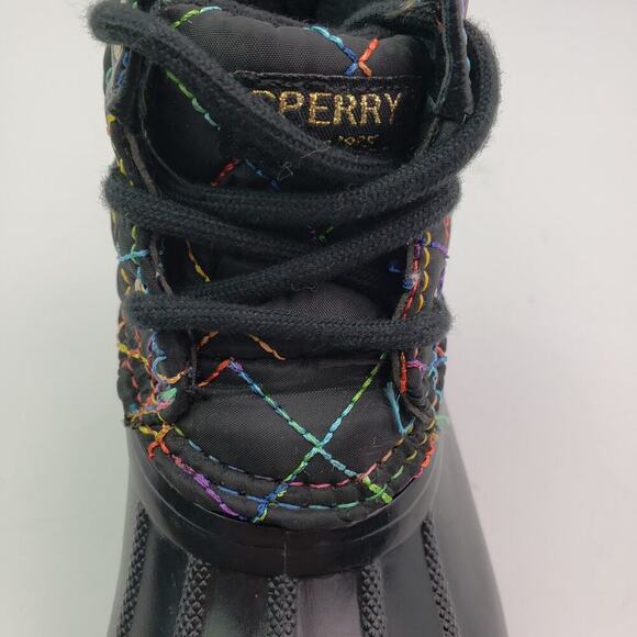 Sperry Port Rainbow Toddler Girls Size 8 Black Quilted Duck Rain Boots - Picture 9 of 10